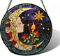 Stained Glass Window Hanging, Moon Goddess Torch Suncatcher Diamond Glass Panel Hangings Dream Sun Catchers Decor for Birthday for Women, Men, Wife, Aunt, and Mom 11.8x11.8 in