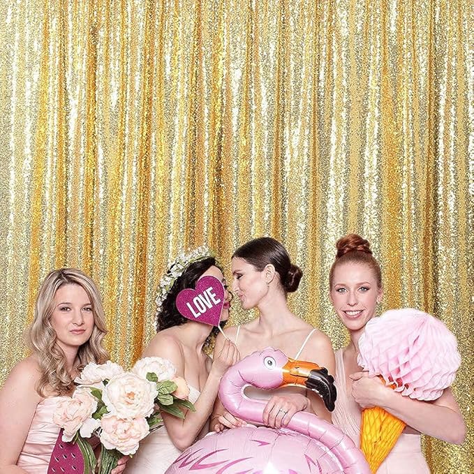 Gold Sequin Backdrop,5FT x 7FT Sequin Photography Backdrop Curtain for Party Decoration