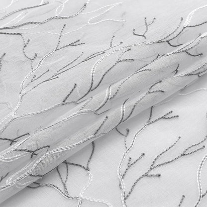 VISIONTEX Sheer Curtains 84 inch Length 2 Panels Set, Decorative Grey Coral Embroidery, Rod Pocket Embroidered Window Drapes for Living Room and Bedroom, 54" x 84"