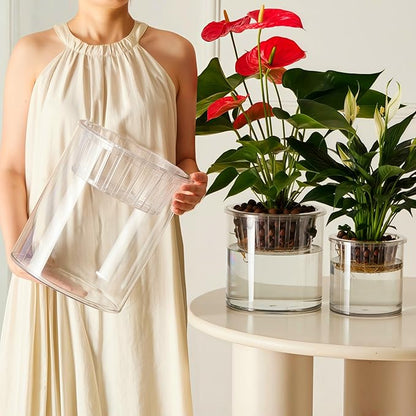 3 Acrylic Cylinder Clear Vase, Extra Large Unbreakable Plastic Flower Vases for Home Decor Centerpieces Hydroponic Plant Flower Shop Decorative (D 9.8" -D7.9 -D D6)