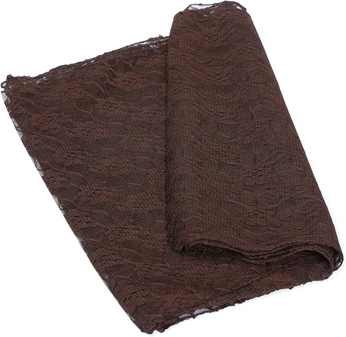 MDS Pack of 25 Wedding 12 x 108 inches Lace Table Runner for Wedding, Decorations for Birthday Parties, Banquets, Graduations, Engagements, and Runners fit Rectangle, Round Table- Coffee