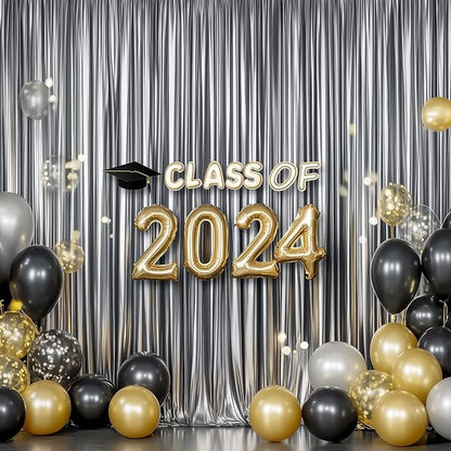 Outpain Thick 10 ft x 10 ft Black Silver Sequin Backdrop Curtain for Parties, Wrinkle Free Glitter Photo Backdrop Drapes 2 Panels 5x10ft Black Silver Back Drop Cloth for Wedding Photography Background