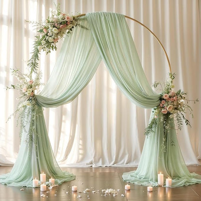 Wedding Arch Draping Fabric, 2 Panels 19FT Sage Green Arch Drapes Chiffon Fabric Drapery for Wedding Arch Decorations Ceremony Reception Party Ceiling Backdrop