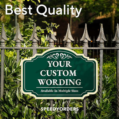 Custom Decorative Outdoor Metal Signs, Personalized Aluminum Signs, Customized Driveway Signs, Waterproof Signs Made In USA, Design 2 Forest Green 42x28 In