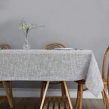 maxmill Flaxy Faux Linen Table Cloth with 2-Tone Slubby Texture Wrinkle Resistant Anti-Shrink Soft Tablecloth for Kitchen Dining Tabletop for Banquet Parties Rectangle 60 x 140 Inch Light Grey