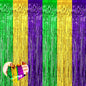 4 Pack 3.2Ft x 6.6Ft Mardi Gras Fringe Curtain Backdrop, Gold Green Purple Metallic Tinsel Foil Fringe Streamers Curtains Background for Photo Booth Birthday Wedding Carnival Party Decorations