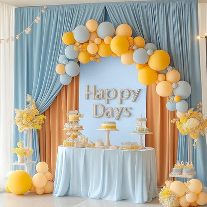 Metal Arch Backdrop Stand and Cover Set, 7.2FT, 6FT Party Backdrop, Easy to Assemble, Backdrop Stand for Parties, Birthday, Baby Shower