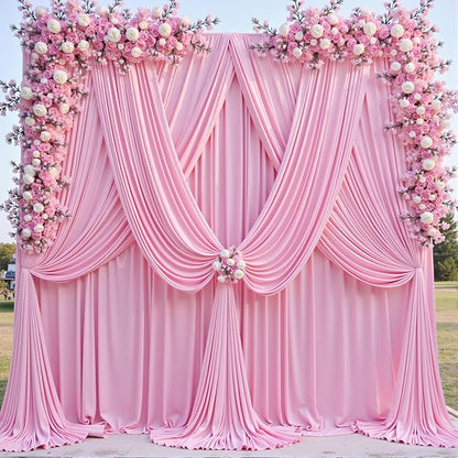 30ftx10ft Pink Backdrop Curtains for Party Background, Wrinkle Free Pink Photo Curtains Backdrop Drapes 6 Panels Back Drop Cloth for Wedding Birthday Photography Baby Shower Decor