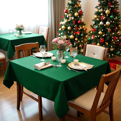 sancua Square Tablecloths 54x54 Inch Hunter Green, 2 Pack - Fabric Table Cloth for Square or Round Tables, Washable Polyester Table Cover for Christmas Dinner, Holiday Party, Display Tables