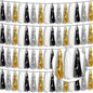 4P Black Gold Silver Foil Fringe Tassel Banner Garland Metallic Tinsel Streamers Wall Hanging Curtain Backdrop Banner for Parade Floats, 2024 Graduation Decorations, New Years Decorations, Father' Day