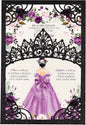 50Pcs Blank Pearlized Black Crown Invitations for Quinceanera, 15 year, Sweet 16, Miss XV, Birthday Laser Cut Quince Invitation Cards