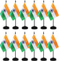 12 Pack India Desk Flags Set, Indian Small Mini Table Office Flags with 12" Solid Black Pole, 8.2 x 5.5 Inches, Home and Office Decoration, Festival Celebrations