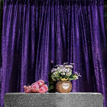 JYFLZQ Purple Sequin Backdrop Curtains 8ft x 8ft 1 Panel Glitter Photo Booth Backdrops Sparkly Photography Background Drapes for Parties Wedding Bridal Showers