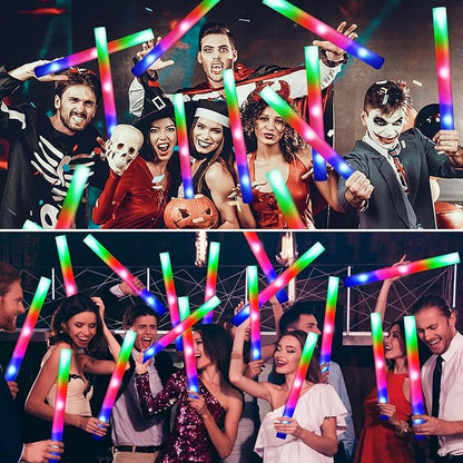 66 PCS Foam Glow Sticks, Glow In The Dark Party Supplies, Foam Light up Sticks with 3 Modes Colorful Flashing, Glow Party Supplies, Foam Glow Sticks Bulk for Wedding, Party, Concert, Raves, Birthday