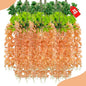 24 Pack Orange Wisteria Hanging Flowers, 3.4 Ft Fake Hanging Flowers, Artificial Wisteria Garland Vines for Wedding Room Backdrop Outdoor Patio Garden Decoration