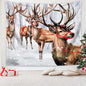 QGHOT Winter Tapestry Wall Hanging Winter Forest Backdrop Christmas Snowy Deer Wall Decor Snow Elk Tapestries for Bedroom Living Room Dorm Party Decoration, Small