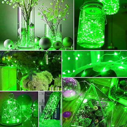 pozzolanas 24 Pack Green Battery Operated String Lights - 7ft Waterproof Fairy Lights with 20 LEDs for Home, Mason Jar, Party, Wedding, Halloween, Christmas Decorations
