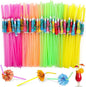 Paxcoo 100pcs Umbrella Straws - Hawaiian Luau Party Straws for Drinks Decorations (Assorted Colors)