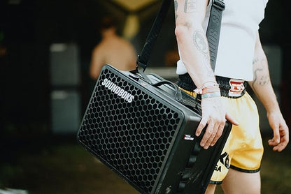 SOUNDBOKS Go - Portable Bluetooth Speaker - USB-C Charging Battery - Compact Performance Speaker for On The Go - Splash and Shockproof - 40 Hours Battery Life - 121 dB (Black)