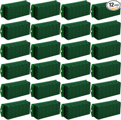 Boao 12 Pieces Floral Foam Cage Holder with Floral Foam for Fresh Flowers Cage Bowl for Table Centerpiece Flower Arrangement, Rectangle, 11.8 x 4.7 x 3.1 Inch