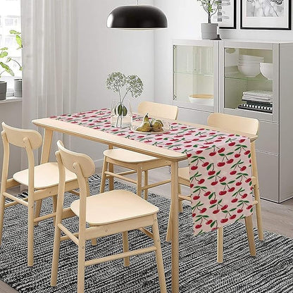 Cherry Table Runner,Spring Summer Fruit Table Runner for Kitchen Dining Table Home Party Decoration 13x36 Inch