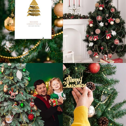 Faux Gold Pearl Beads Garland - 6mm Christmas Tree Beads 22 Yards Spool Pearl String Roll for Wedding Party Christmas Tree Decoration