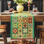 13×72 Inch Table Runner, Retro-Luxury Tassels Series for Kitchen Dining Table Holiday Decoration (Ethnic Green)