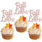 24 PCS Fall in Love Cupcake Toppers Glitter Bridal Shower Cake Picks Decorations for Wedding Engagement Anniversary Birthday Party Supplies Rose Gold