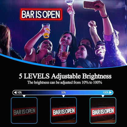 Bar Is Open Neon Sign for Wall Decor,USB Powered Led Bar Neon Sign Open Light up Sign for Pub Beer Party Business Window(15.75 * 4.72In)