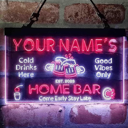 ADVPRO Personalized Your Name Custom Home Bar Beer Established Year Dual Color LED Neon Sign White & Red 24 x 16 Inches st6s64-p1-tm-wr