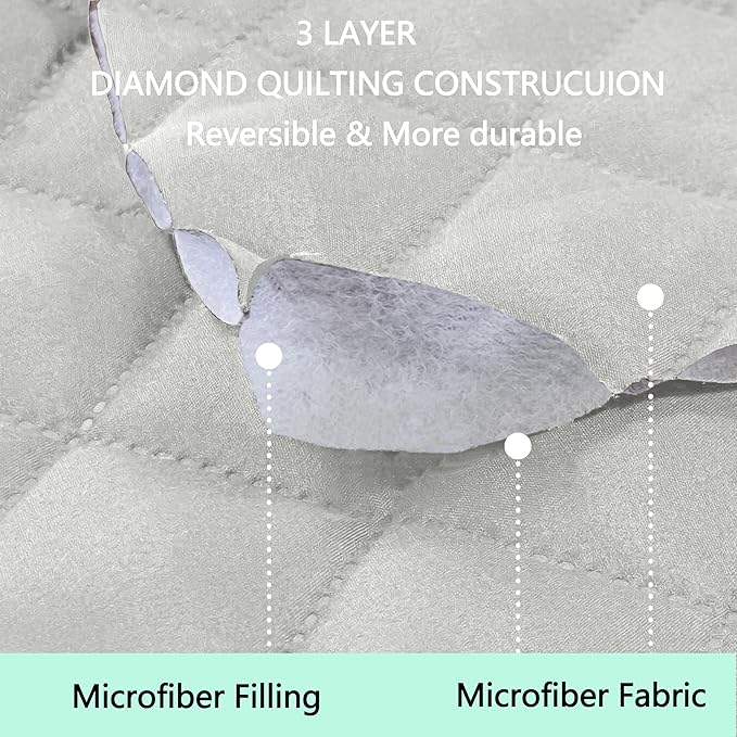 Reversible Sofa Covers Couch Cover Furniture Protector for Dogs Elastic Straps Water Resistant(Sofa,Light Grey/Light Grey)