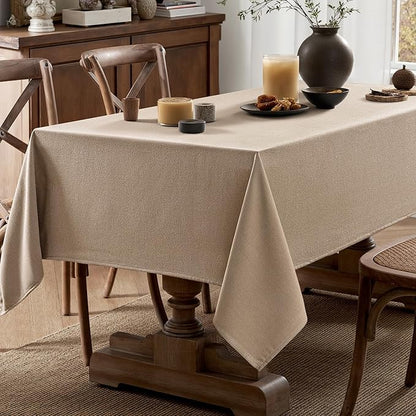 MIULEE Brown Linen Tablecloth 60x84 Inch Rectangle Table Cloth Waterproof,Stain Resistant & Wrinkle Resistant for Dining Party Wedding