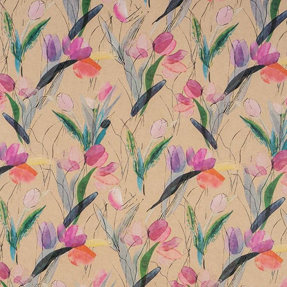 RUSPEPA Tulips Floral Wrapping Paper Roll, Watercolor Gift Wrap, Mini Roll Kraft Paper Roll for Girls, Spring, Summer, Wedding and Birthday 17 Inches x 32.8 Feet