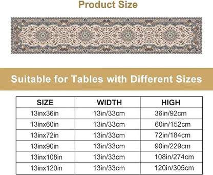Boho Vintage French Table Runner,Retro Flower Rustic Country Style Floral Print Pattern for Home Kitchen Table Decor Dining Coffee Room Garden Party Decor 13x72in