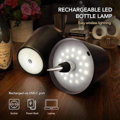 Wireless Bottle Lamp PRIDOLA for Any Type of Bottle, LED Bottle Lamp for Indoor & Outdoor, 100% Waterproof, Adjustable Brightness and Light Temperature 3000-6000K, Wireless & Rechargeable (Blue)