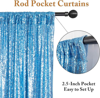 ShinyBeauty Baby Blue Backdrop Curtains 2FTx8FT 8 Pieces Sequin Photo Backdrops Baby Shower Backgrounds Light Blue Shimmer Curtain Panels for Parties,Birthday,Wedding Photobooth Decor