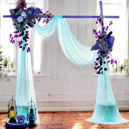 MDS Halloween Chiffon Draping Fabric - 2 Panel, 30" Wide x 50ft Long - Sheer Spooky Arbor & Canopy Drapery for Haunted House Backdrops, Party Ceilings, DIY Costumes & Themed Events - Teal