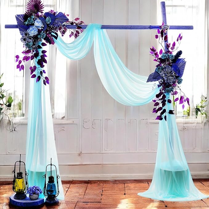 MDS Halloween Chiffon Draping Fabric - 1 Panel, 30" Wide x 50ft Long - Sheer Spooky Arbor & Canopy Drapery for Haunted House Backdrops, Party Ceilings, DIY Costumes & Themed Events - Teal