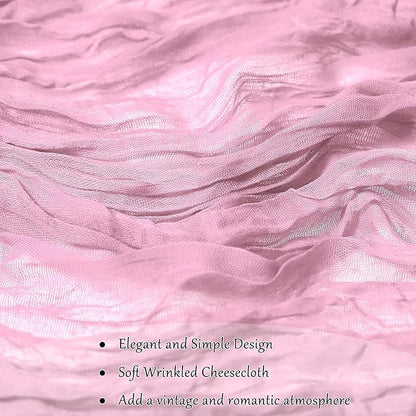 10-Pack Pink Cheesecloth Table Runners – 10FT (35x120 Inch) Boho Rustic Gauze Fabric Cheese Cloth Table Runner for Weddings, Baby Showers, Bridal Shower, Farmhouse & Birthday Party Decor