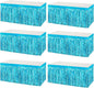 6 Pack 29x108 Inch Metallic Foil Fringe Tinsel Table Skirts Banner for Rectangle Tables Streamer Garland Curtains Backdrop for Wedding, Birthday, Parade Floats, Christmas Party Decoration(Lake Blue)