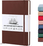 Beechmore Books A4 Sketchbook – 8.5x11 Premium Vegan Leather Bound Large Sketch Book Hardcover with 156 Thick 160gsm Perforated Ivory Pages, Blank Sketch Pad, Gift Boxed, Back Pocket, Ribbon Bookmark