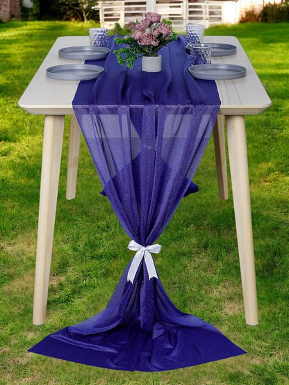 MDS Halloween Chiffon Table Runner - 10 Pack, 29 x 170 Inches, 14ft Each - Sheer Spooky Table Runners for Haunted House Parties, Trick-or-Treat Tables, Witchy Décor, Wedding & Events - Royal Blue