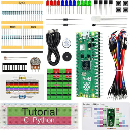 Freenove Basic Starter Kit for Raspberry Pi Pico 2 (Included), Dual Arm Cortex-M33 and Dual Hazard3 RISC-V Microcontroller, 386-Page Detailed Tutorial, 142 Items, 55 Projects, Python C Code