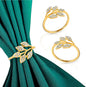 Gold Napkin Rings Set of 10,Napkin Rings Holder Buckles,Thanksgiving Christmas Napkin Ring Alloy Leaf Diamonds Napkin Ring for Dining Table Decor Wedding,Dinner Party Decorations White Diamonds 10pcs