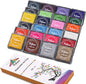 Finger Washable Ink Pads for Kids, 24 Pack Craft Ink Pad for Rubber Stamps Paper Wood Fabric (Pack of 24)