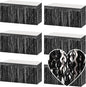 6 Pack 29x108 Inch Black Wave Foil Fringe Table Skirts Metallic Banner for Tinsel Streamer Garland Backdrop for Parade Floats Wedding, Mother's Day, Birthday Mardi Gras Party Decorations