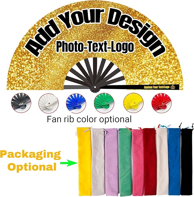 Custom Fans with Your Photo/Text - Personalized Folding Hand Fan for Line Dancing, Weddings, Parties | Decorative Gift for Women, Church Events & Dance Performances (200, 10 Inch)