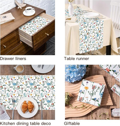 WRAPAHOLIC Kraft Wildflower Wrapping Paper - Mini Roll - 17 Inch x 16.5 Feet - Floral Wrapping Paper for for Wedding, Birthday, Bridal Shower, Tea Party
