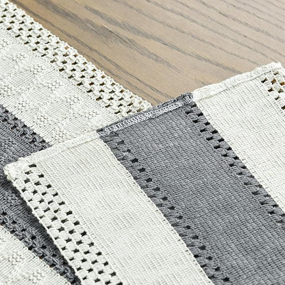 Artoid Mode Dark Grey Farmhouse Rustic Table Runner, Seasonal Holiday Hollow Kitchen Dining Table Decoration for Home Party Decor 12x108 Inch