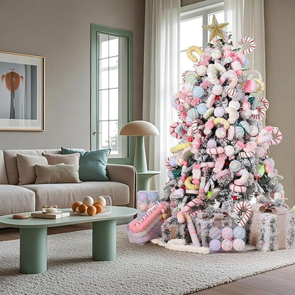 LANGXUN 6pcs Donut Candy Land 2025 Xmas Birthday Party Wedding Suppiles Decoration, Hanging Candy Cane Christmas Tree Décor, Christmas Decorative Hanging Ornaments Crafts